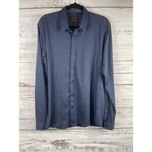 Jared Lang After Hours Shirt Mens Large Blue Jersey Knit Slim Fit Button Up